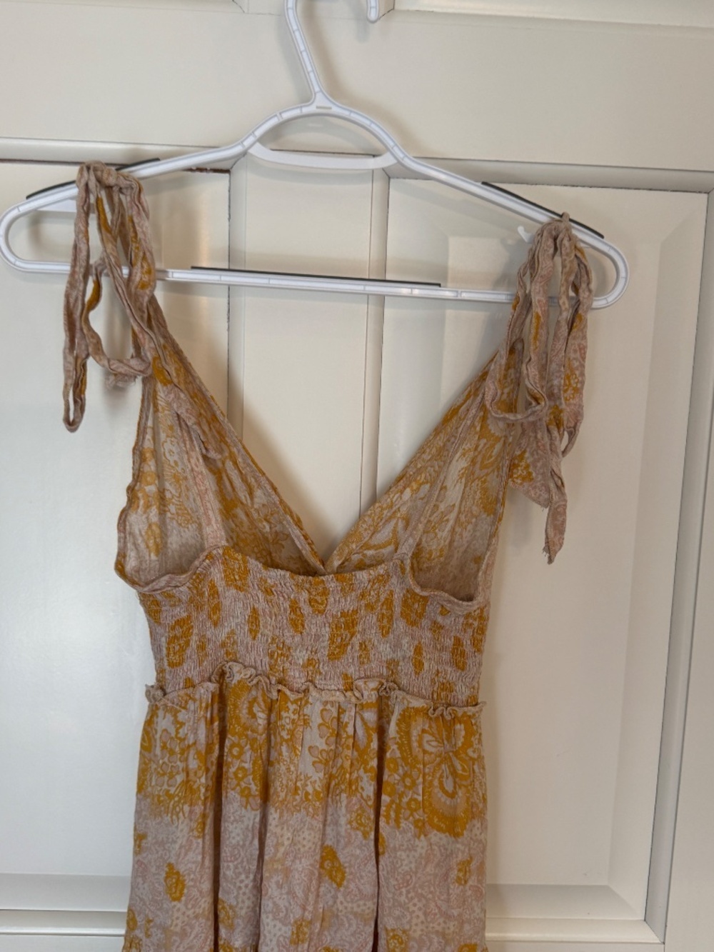 Free People Let's Smock About It Yellow Floral Maxi Dress Tiered 25293 - Picture 6 of 10